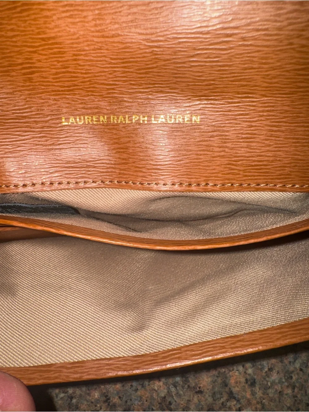 Lauren Ralph Lauren Tan Leather Wristlet & Wallet Set NWOT